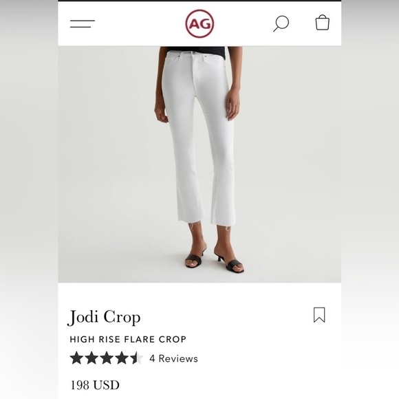 AG the Jodi Crop High Rise Flare Crop Distressed Designer Denim - Picture 13 of 13